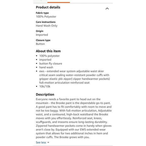 Obermeyer Brooke Pant - Girls Ski Snow Pants Size S (8) In Mango Yellow - Picture 8 of 16